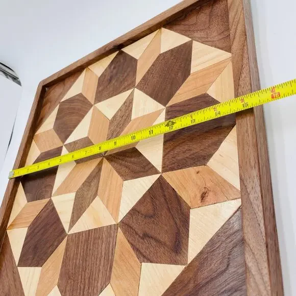 Wood Handcrafted Geometric Pattern Barn Quilt Will Hanging Art Piece - Picture 11 of 16